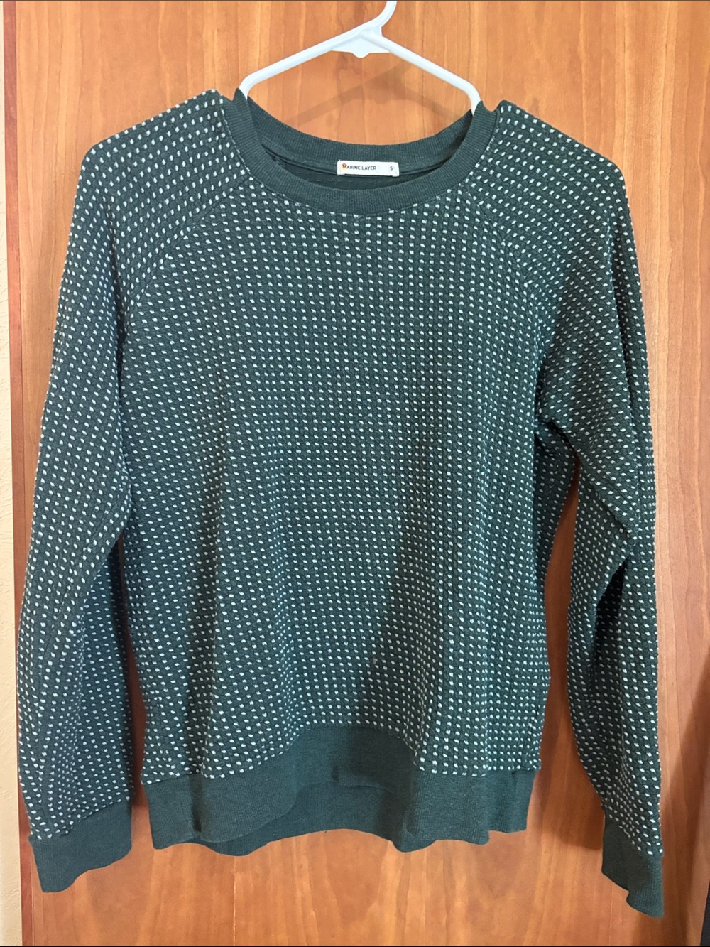 Marine Layer Teal Green Textured Crewneck Sweater